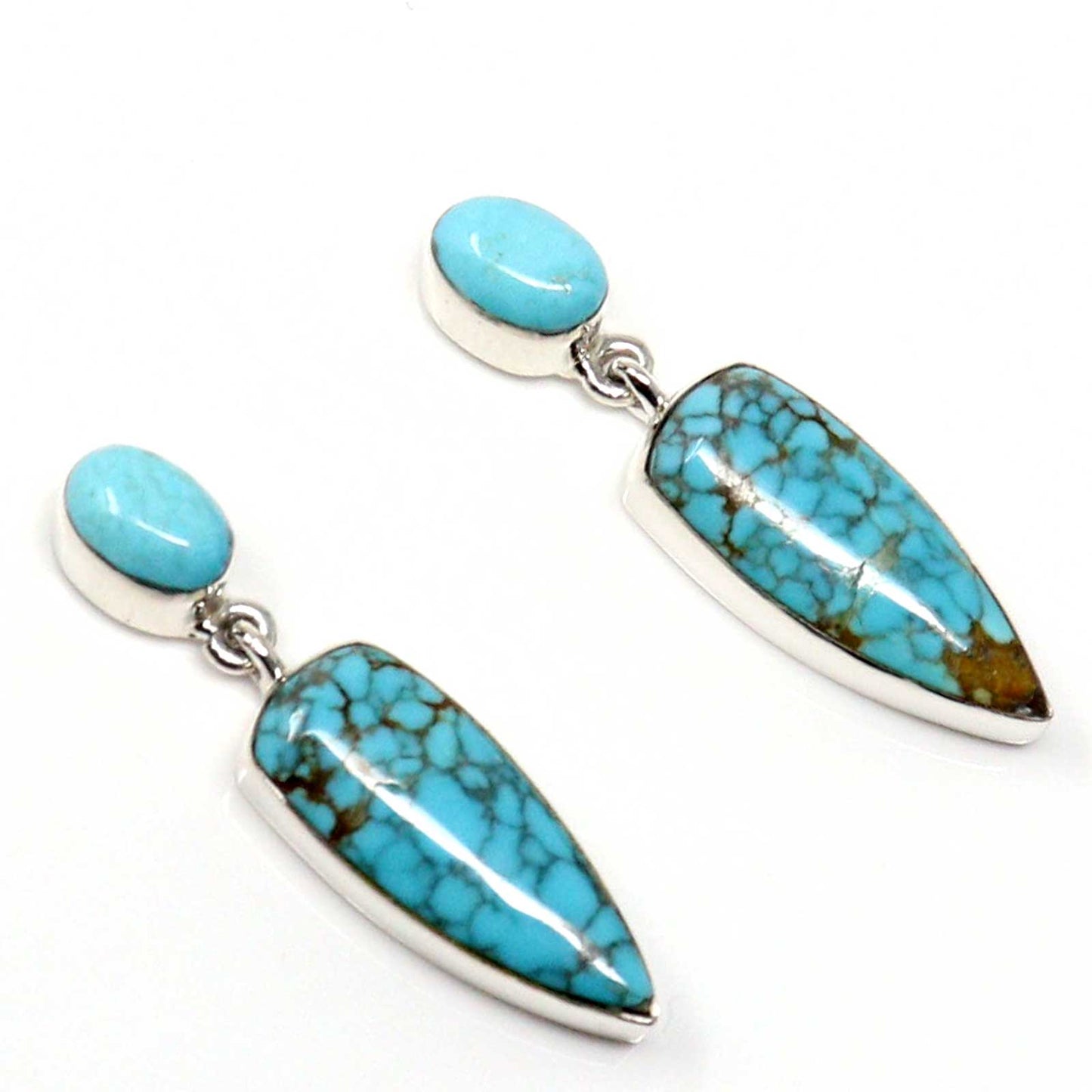 Silver Earrings Featuring Number 8 Turquoise by Martinez
