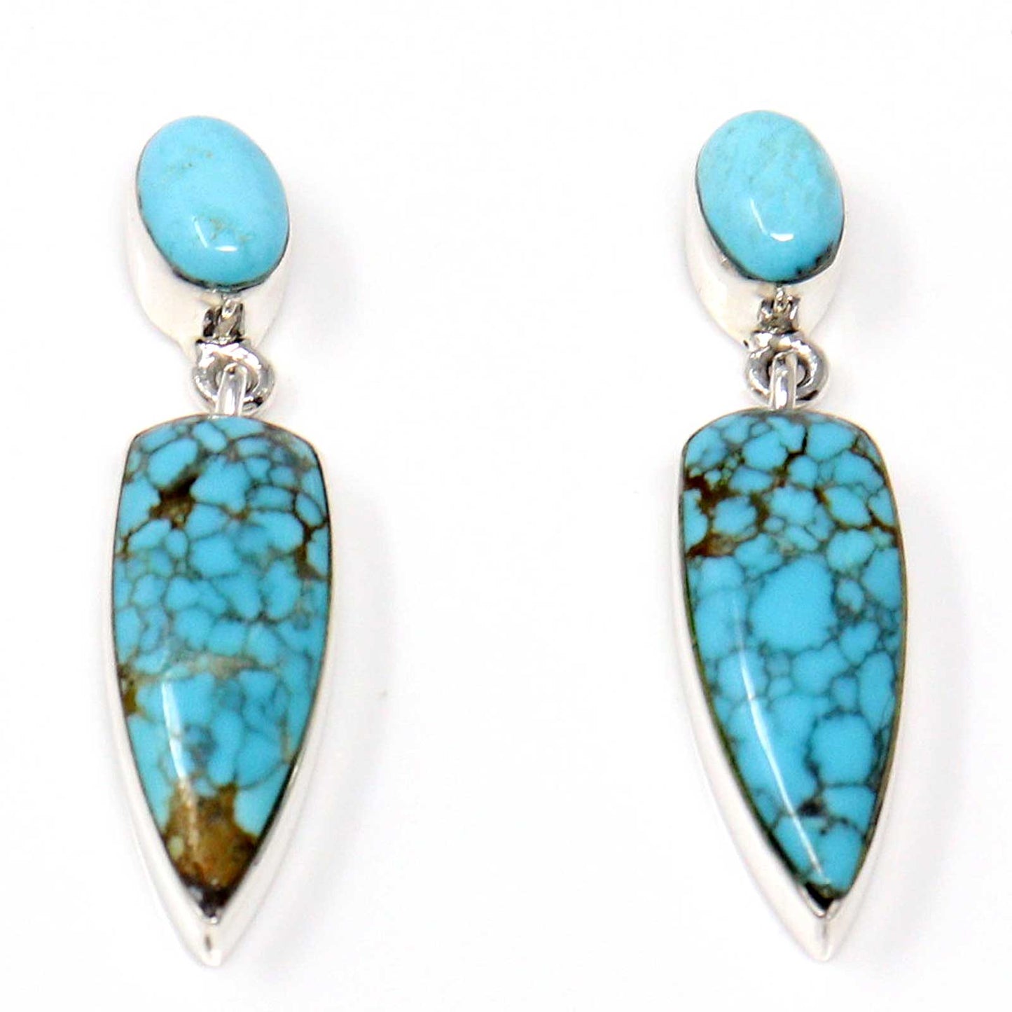 Silver Earrings Featuring Number 8 Turquoise by Martinez