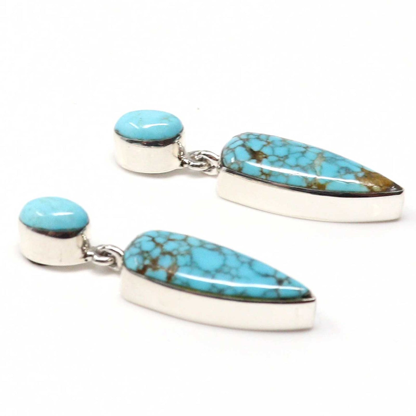 Silver Earrings Featuring Number 8 Turquoise by Martinez