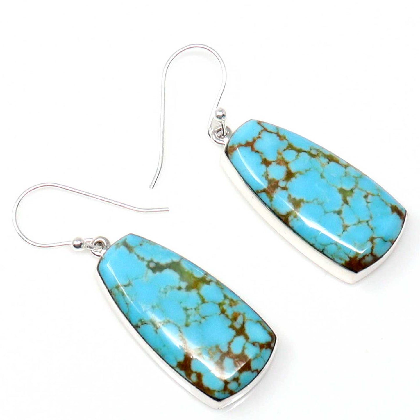 Sterling Silver Earrings With # 8 Turquoise by Martinez