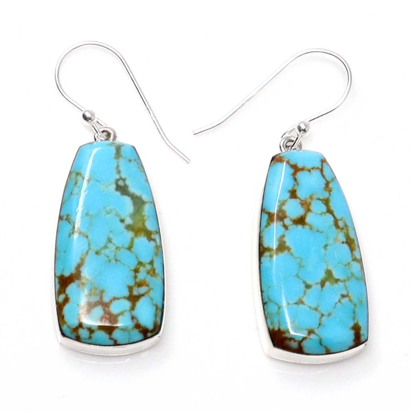 Sterling Silver Earrings With # 8 Turquoise by Martinez