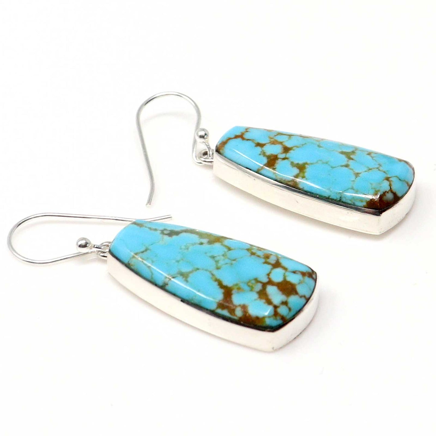 Sterling Silver Earrings With # 8 Turquoise by Martinez