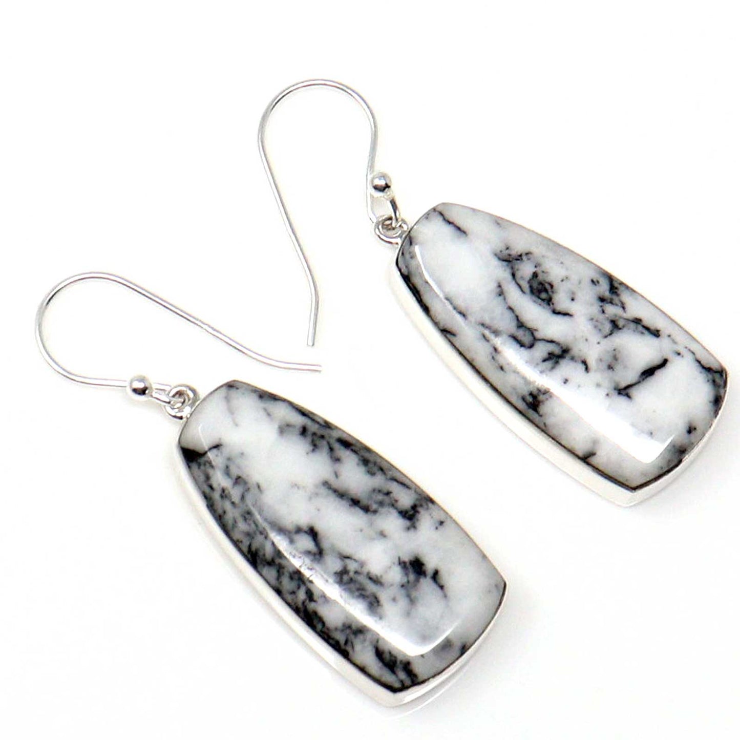 Silver Earrings With White Feather Jasper by Martinez