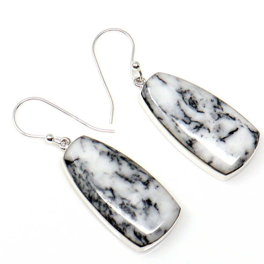 Silver Earrings With White Feather Jasper by Martinez