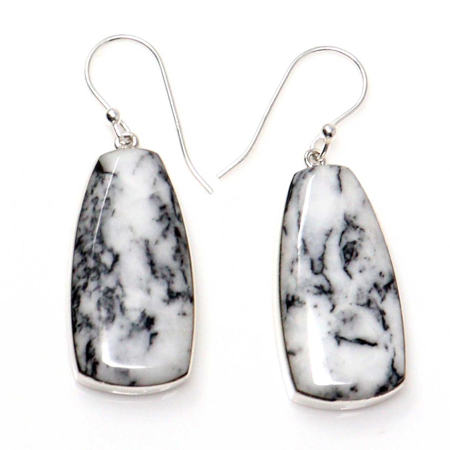 Silver Earrings With White Feather Jasper by Martinez