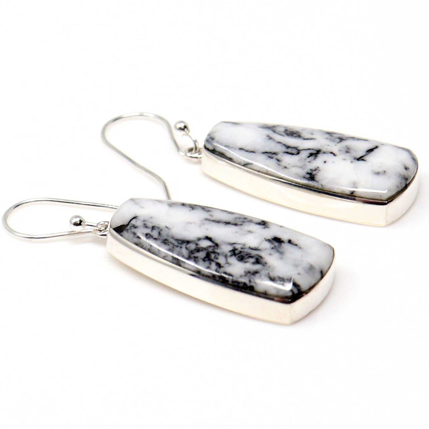 Silver Earrings With White Feather Jasper by Martinez