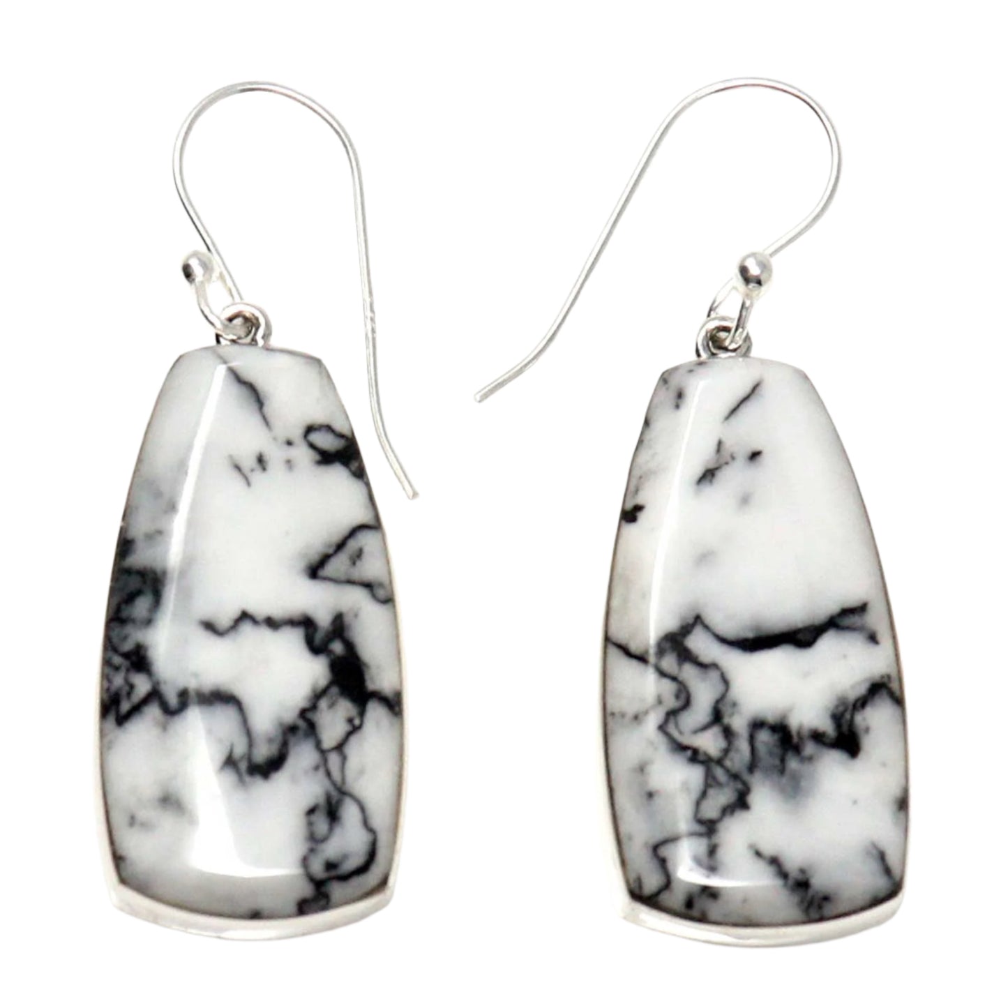 Marble-patterned earrings on a white background