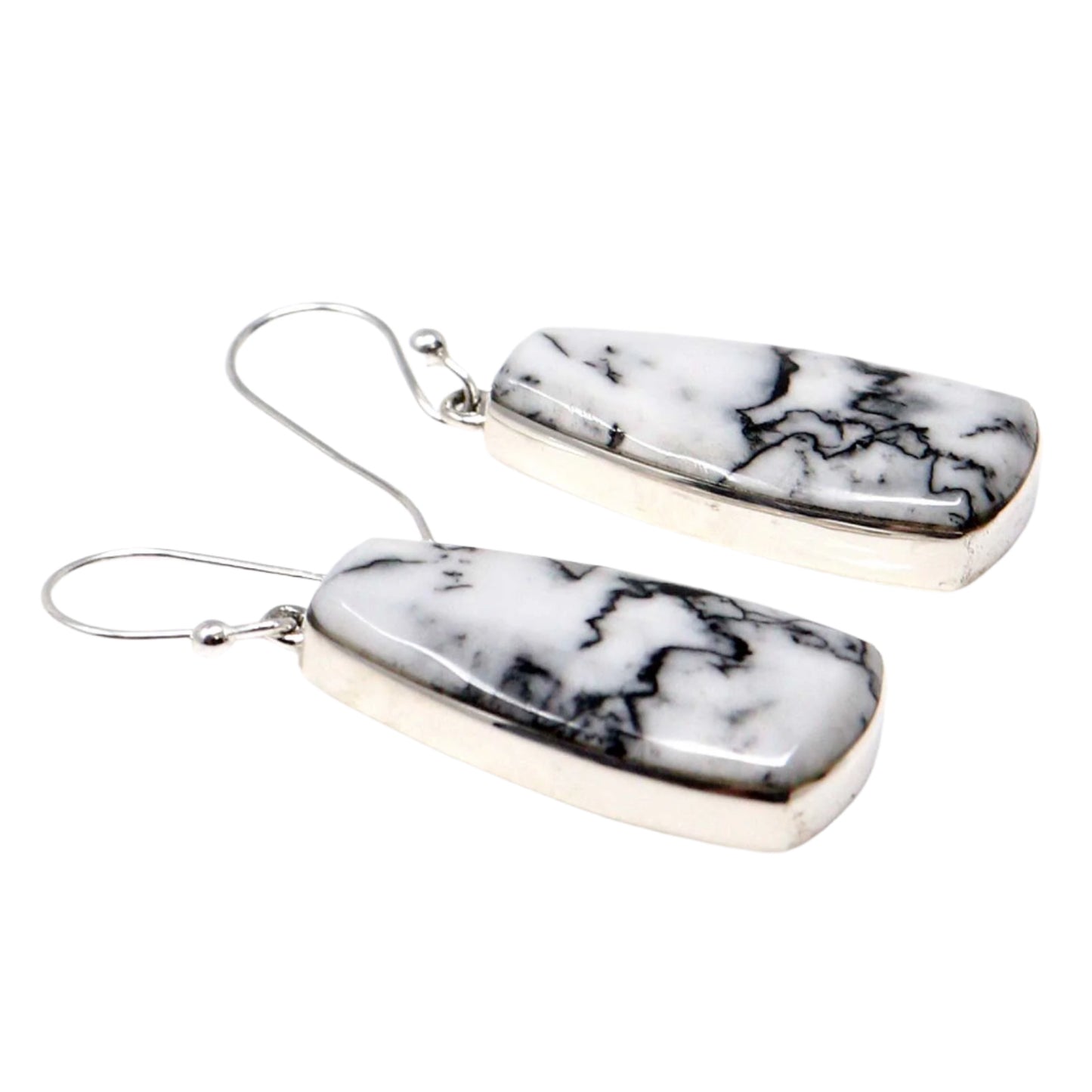 Sterling Silver Earrings With White Feather Jasper by Martinez