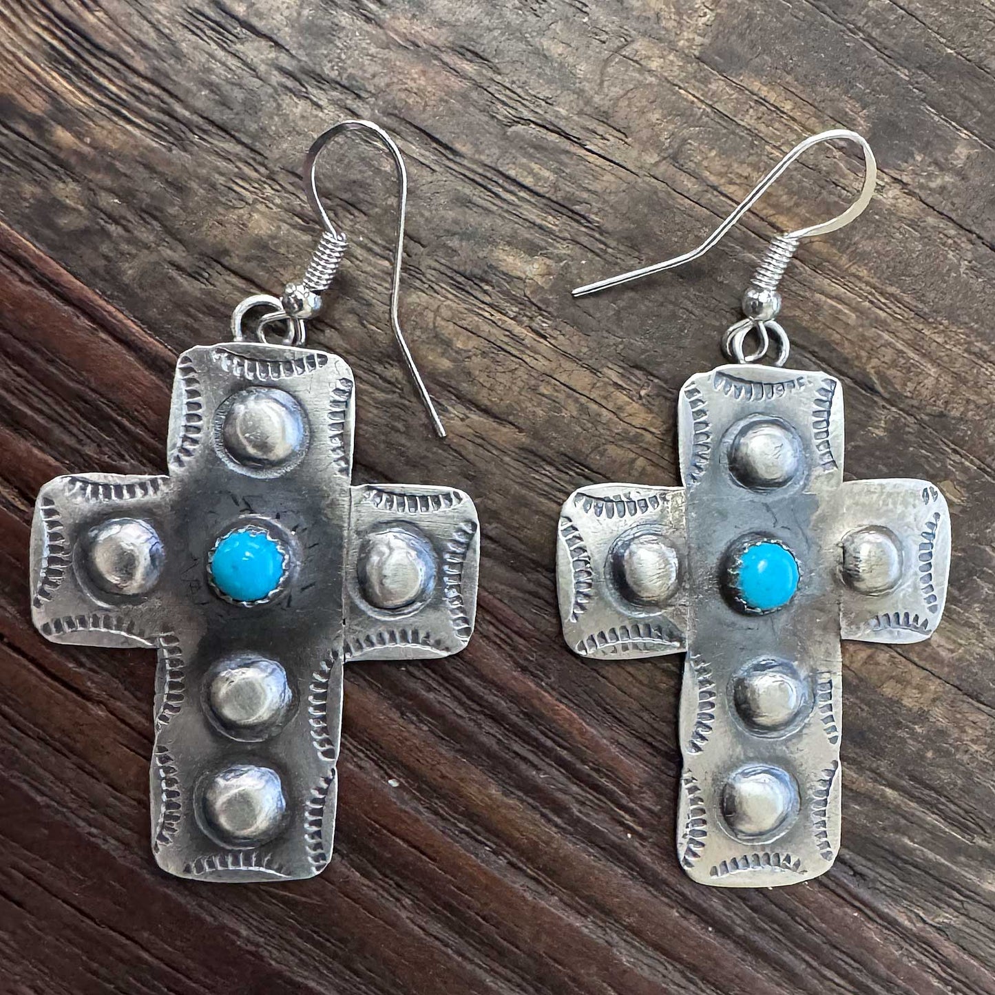 Stamped Silver Cross Earrings By Gabrielle Yazzie