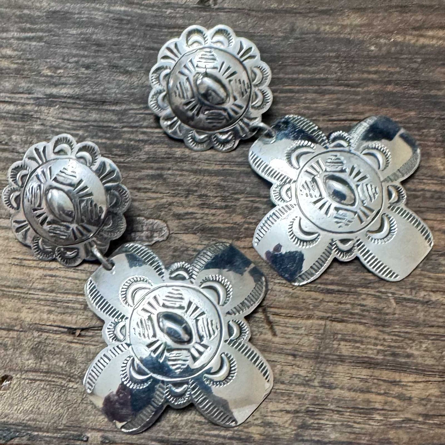 Stamped Sterling Silver Earrings By Bertha Begay