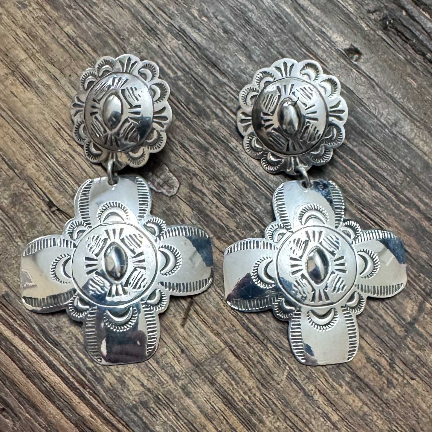 Stamped Sterling Silver Earrings By Bertha Begay