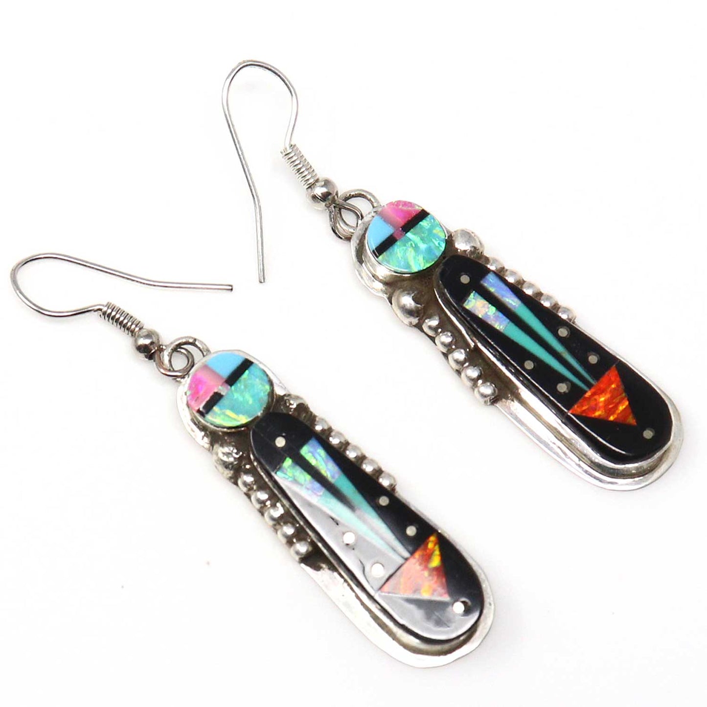 Micro Inlay Sun Face & Yei Earrings by Gilbert Smith