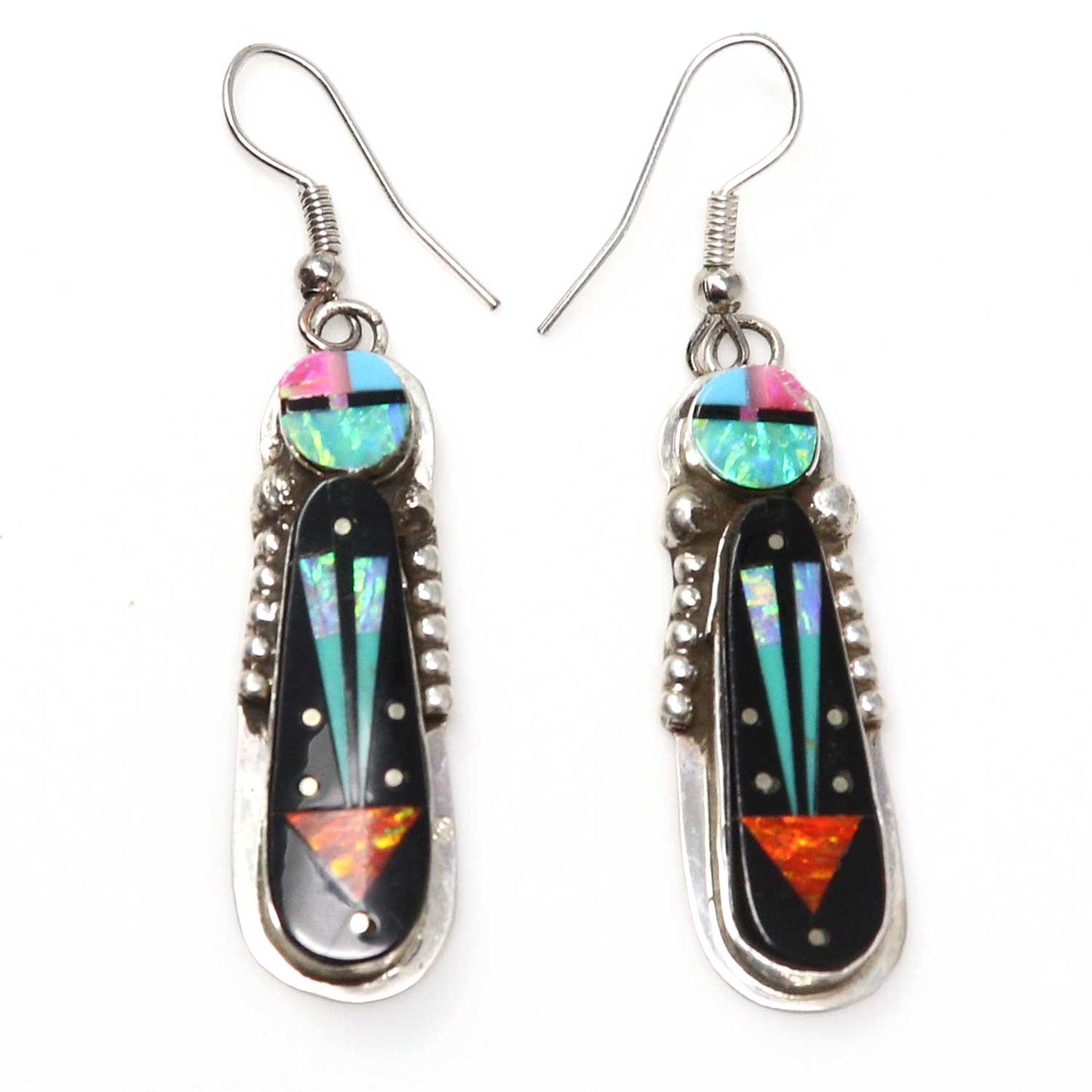 Micro Inlay Sun Face & Yei Earrings by Gilbert Smith