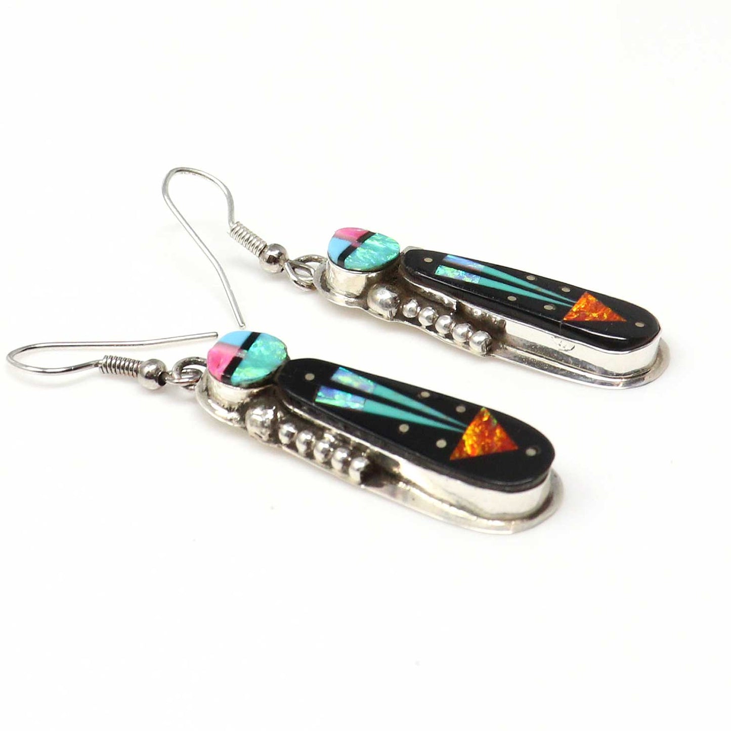 Micro Inlay Sun Face & Yei Earrings by Gilbert Smith