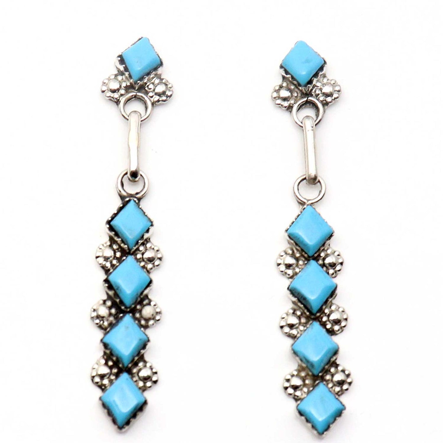 Zuni Sterling Silver & Turquoise Dangle Earrings