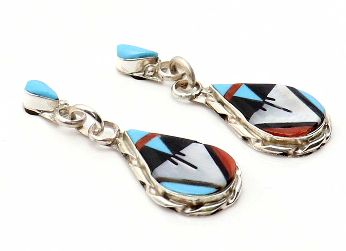 Multi Color Zuni Inlay Earrings by  Carol Niiha