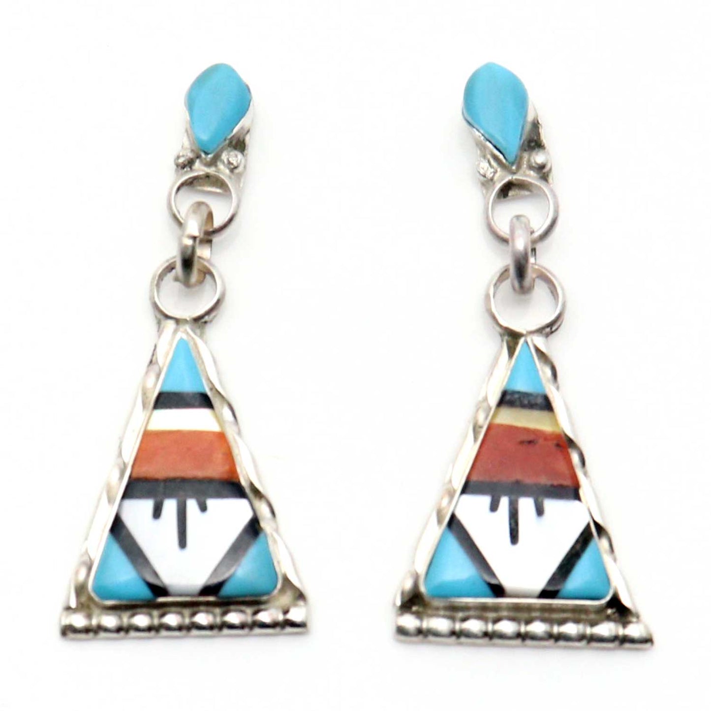 Multi Color Zuni Inlay Earrings by  Carol Niiha
