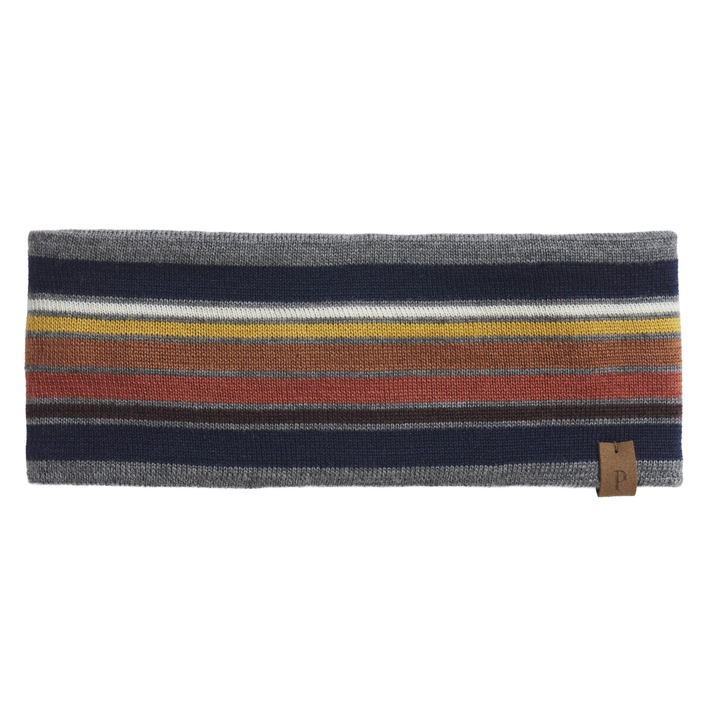 Striped headband with Pendleton logo on a white background