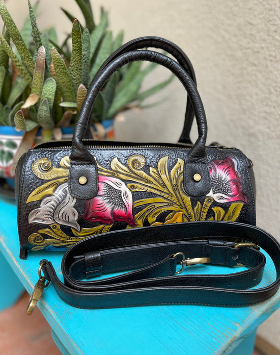 Mini Hand Painted Duffel - Black