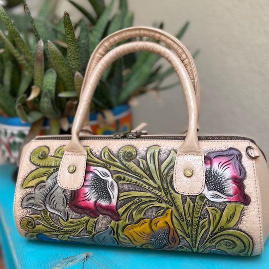 Mini Hand Painted Duffel - Cream