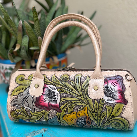 Mini Hand Painted Duffel - Cream