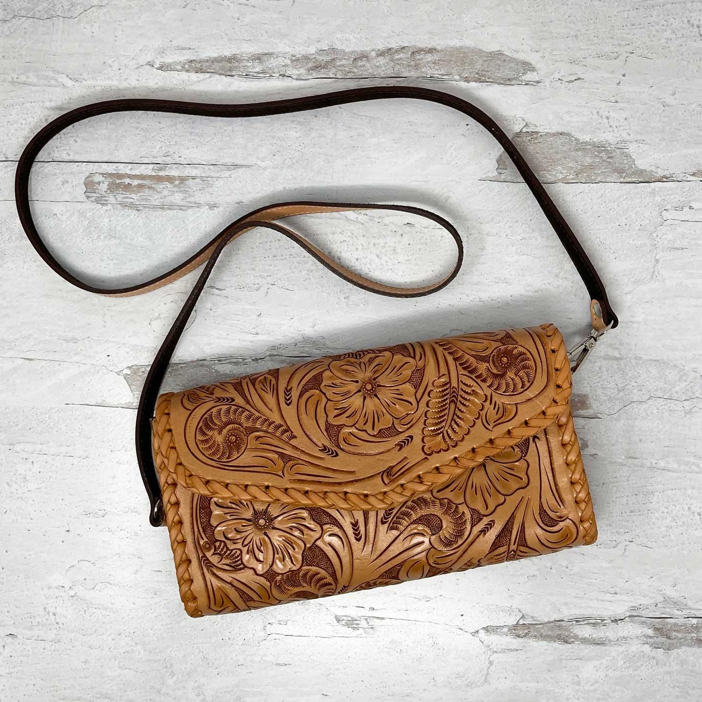 Itzel Natural Leather Crossbody Bag by Que Chula