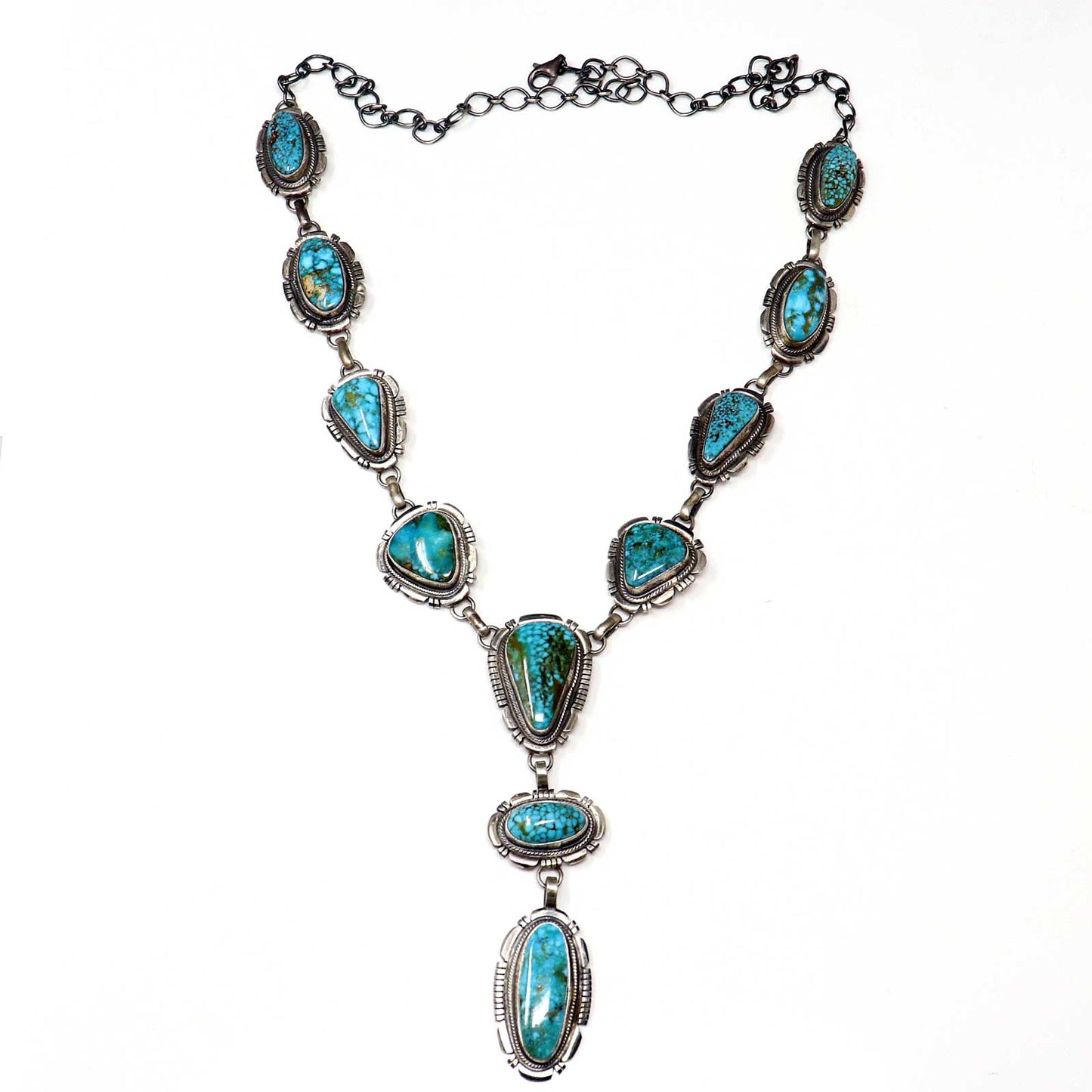 Lariat Necklace & Earrings Featuring Kingman Turquoise by Francisco