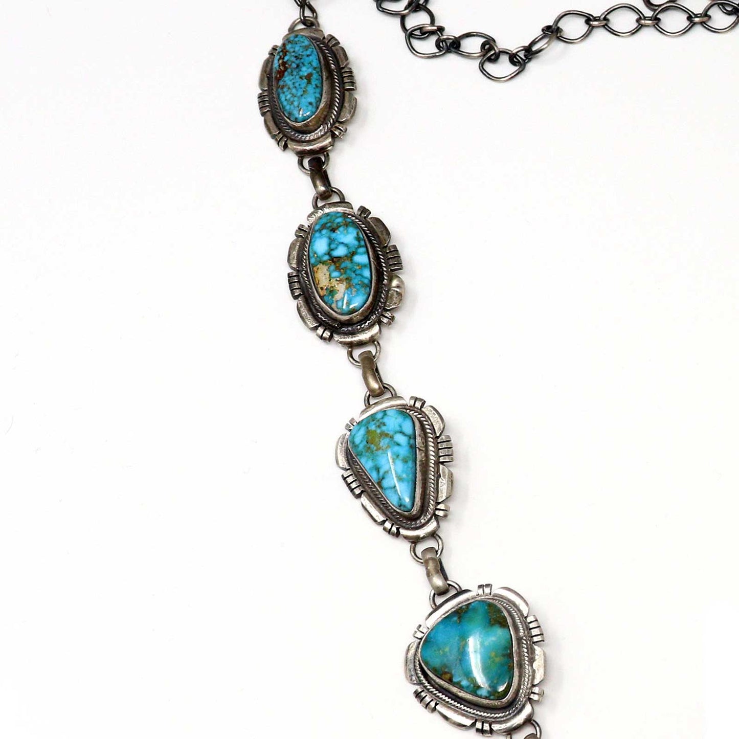 Lariat Necklace & Earrings Featuring Kingman Turquoise by Francisco