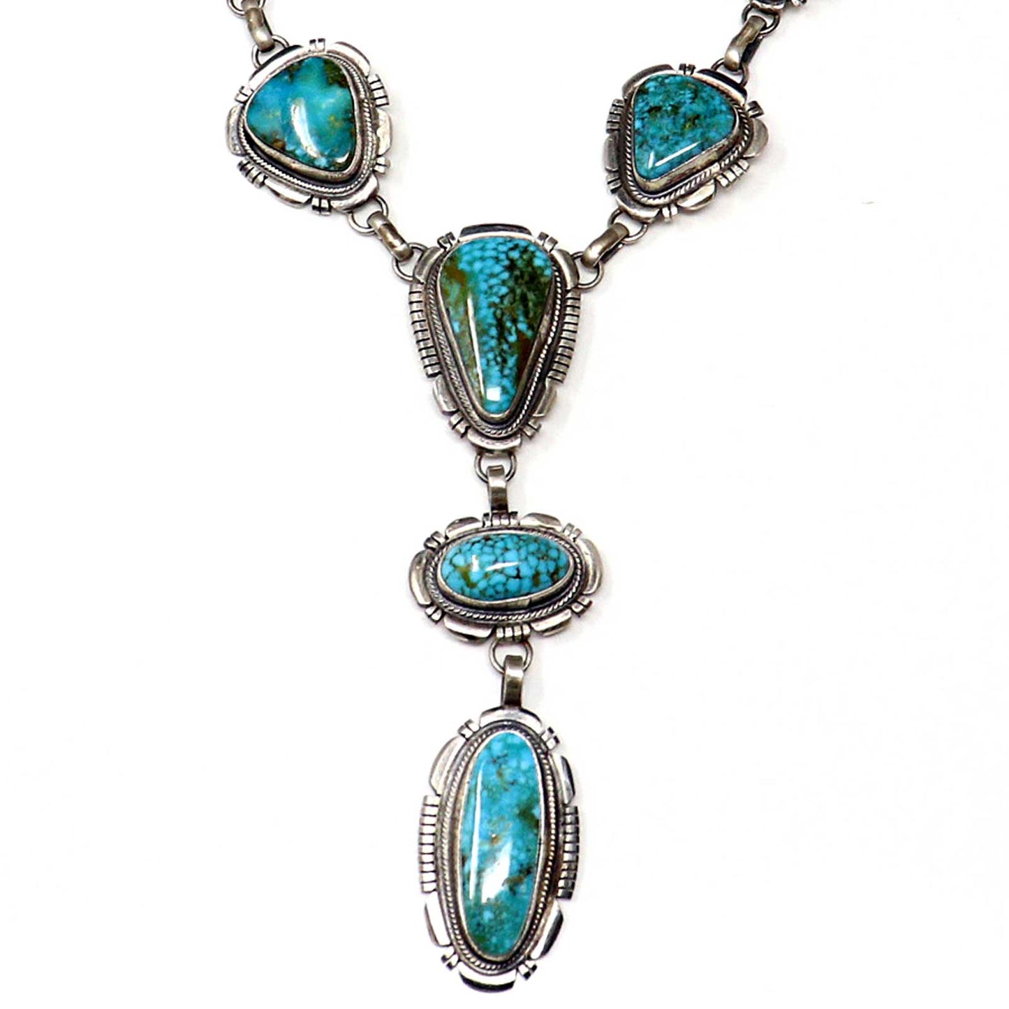 Lariat Necklace & Earrings Featuring Kingman Turquoise by Francisco