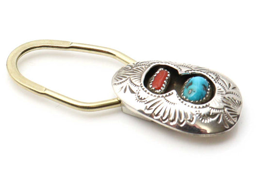 Load image into Gallery viewer, Turquoise &amp;amp; Coral Key Ring by Skeets
