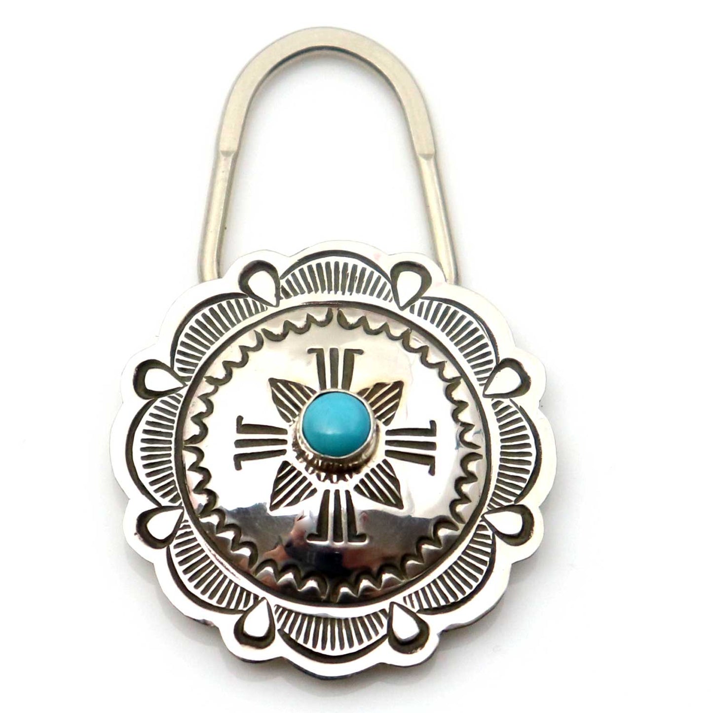 Load image into Gallery viewer, Silver &amp;amp; Turquoise Key Ring By Blackgoat
