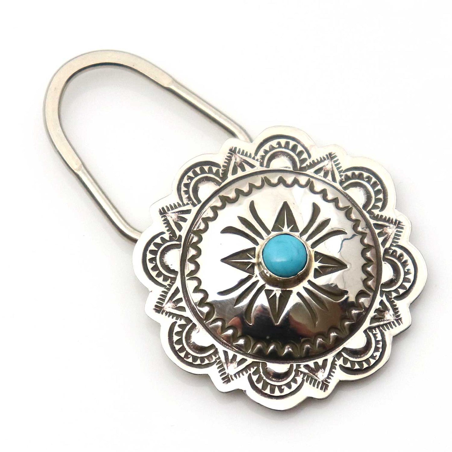 Load image into Gallery viewer, Silver &amp;amp; Turquoise Key Ring By Blackgoat

