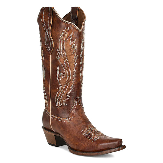 Circle G Women's Distressed Bone Dragonfly Embroidered Cowgirl Boots - Snip Toe (L2068)