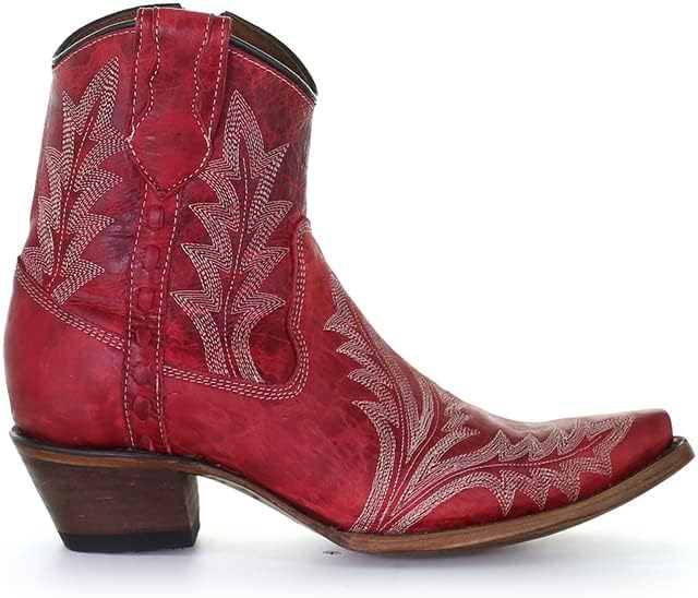 Circle G by Corral - Ladies Red Embroidered Snip Toe Booties