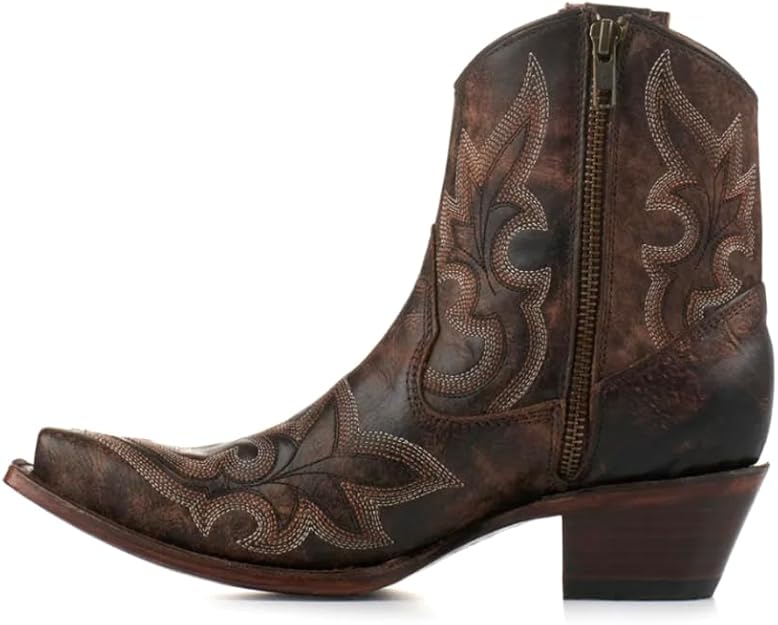 Circle G by Corral - Black Embroidery Snip Toe Ankle Booties