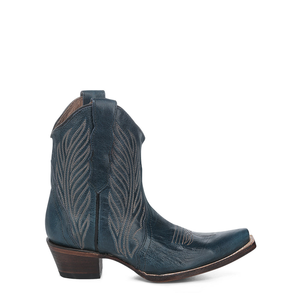 Circle G by Corral - Navy Blue Embroidery Snip Toe Ankle Booties