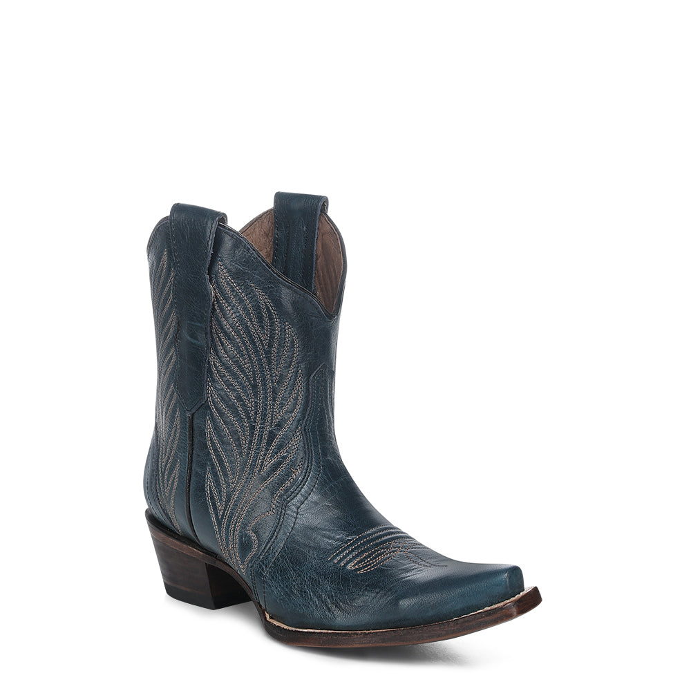 Circle G by Corral - Navy Blue Embroidery Snip Toe Ankle Booties