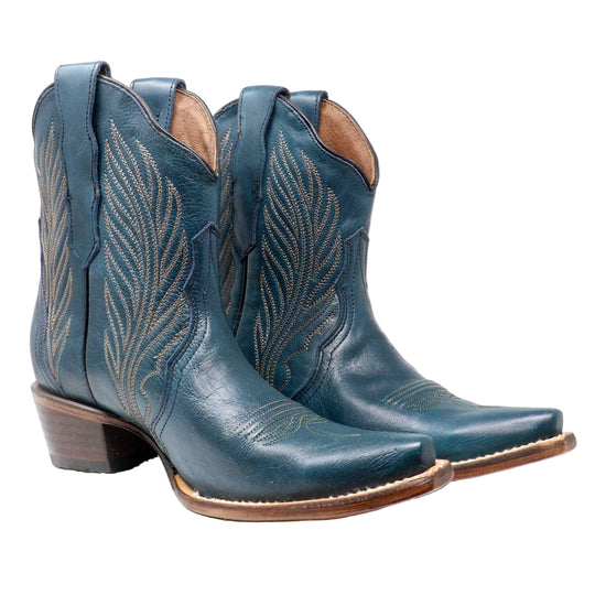 Circle G by Corral - Navy Blue Embroidery Snip Toe Ankle Booties