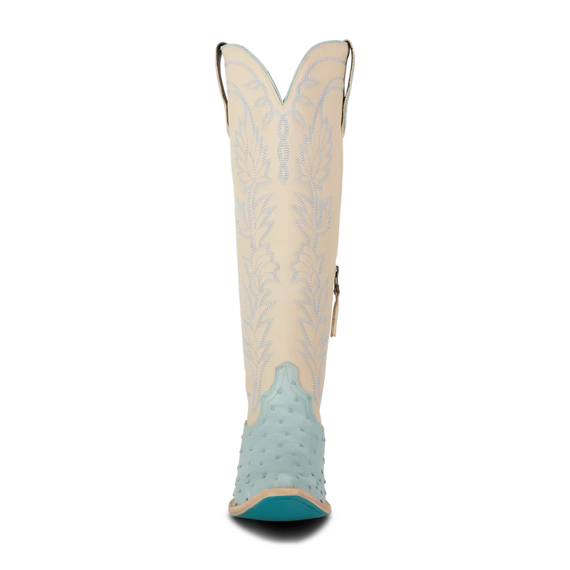 Sandaga Knee High - Powder Blue Ostrich By Lane Boots