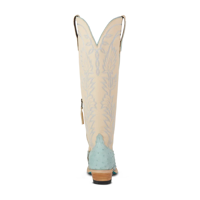 Sandaga Knee High - Powder Blue Ostrich By Lane Boots