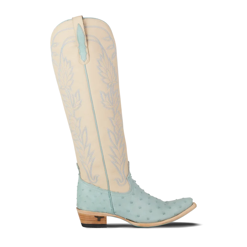 Sandaga Knee High - Powder Blue Ostrich By Lane Boots