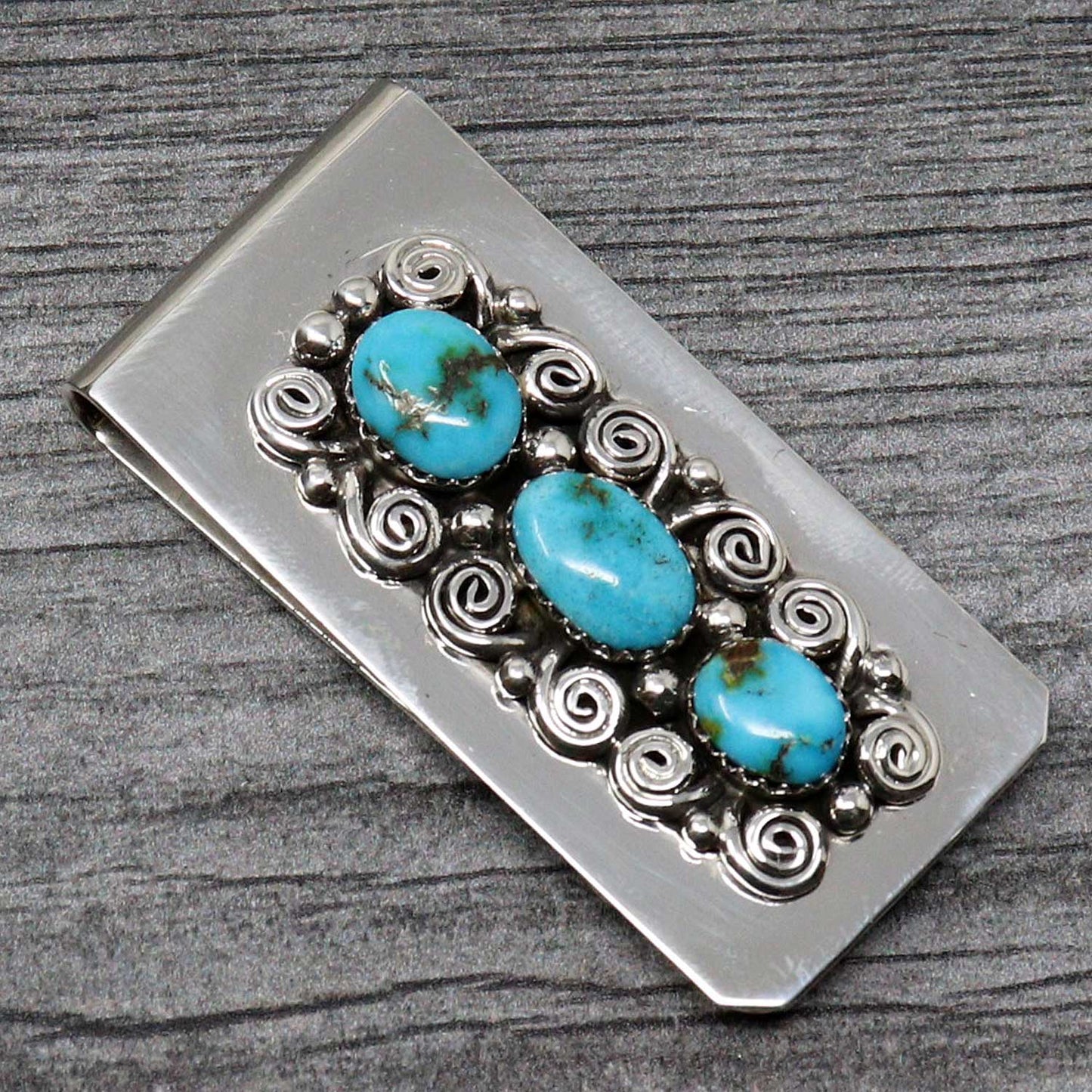Load image into Gallery viewer, 3 Stone Turquoise Money Clip by Jan Mariano
