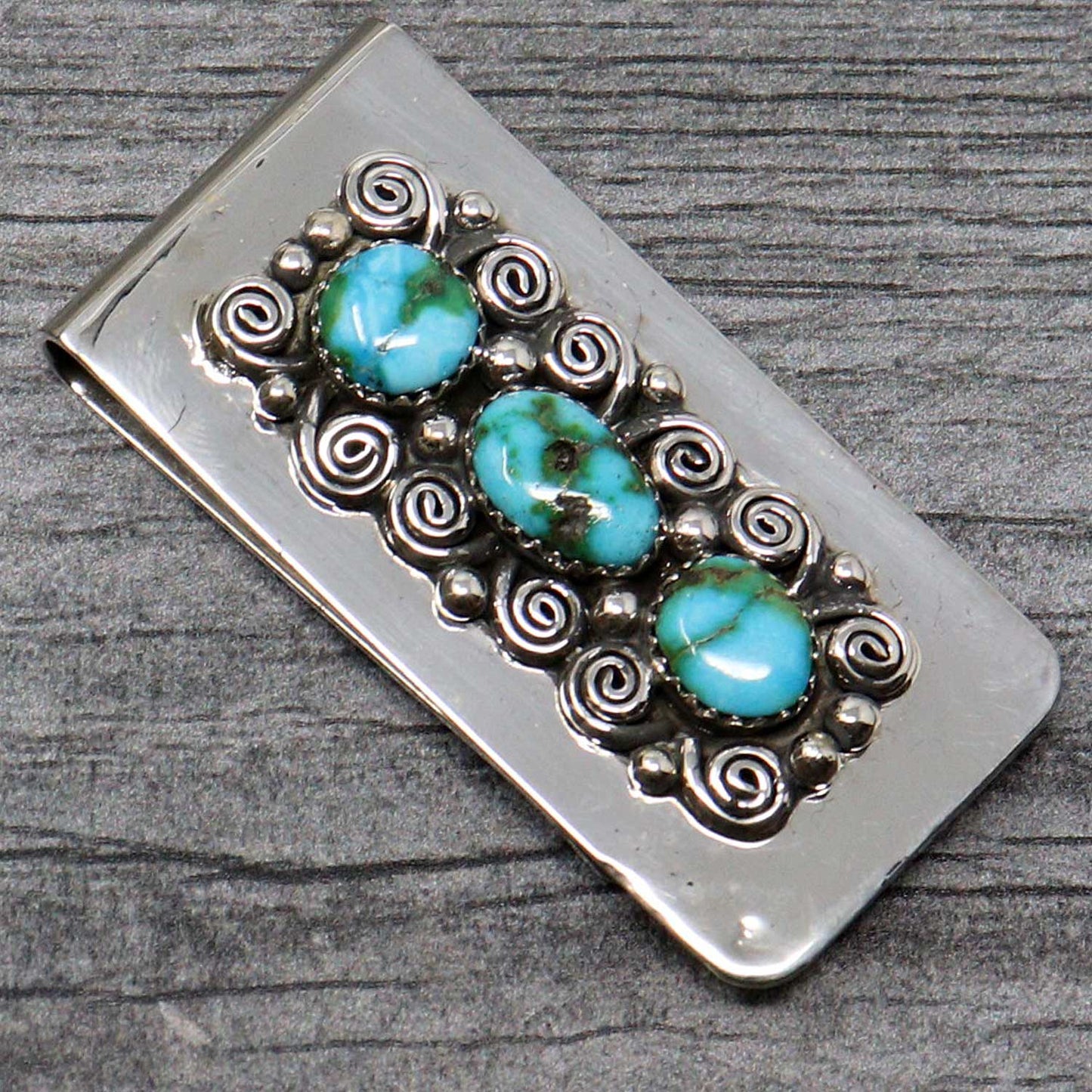 Load image into Gallery viewer, 3 Stone Turquoise Money Clip by Jan Mariano
