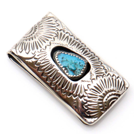 Navajo Hand Stamped Silver Money Clip By Skeets