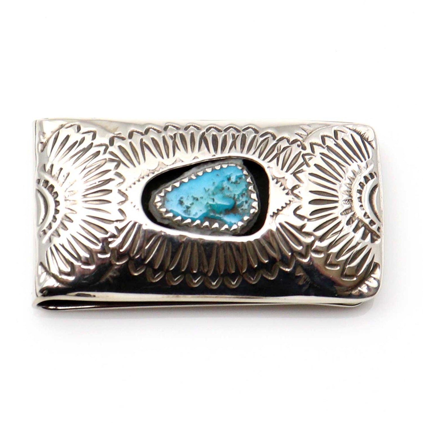 Navajo Hand Stamped Silver Money Clip By Skeets