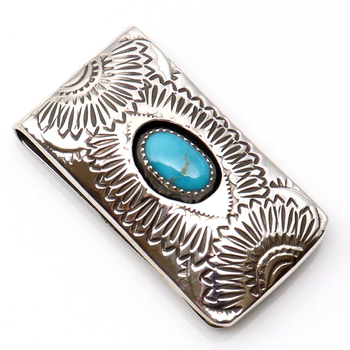 Navajo Hand Stamped Silver Money Clip By Skeets