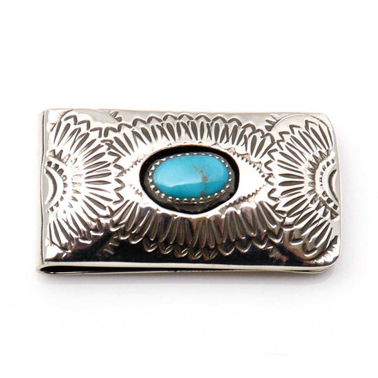 Navajo Hand Stamped Silver Money Clip By Skeets