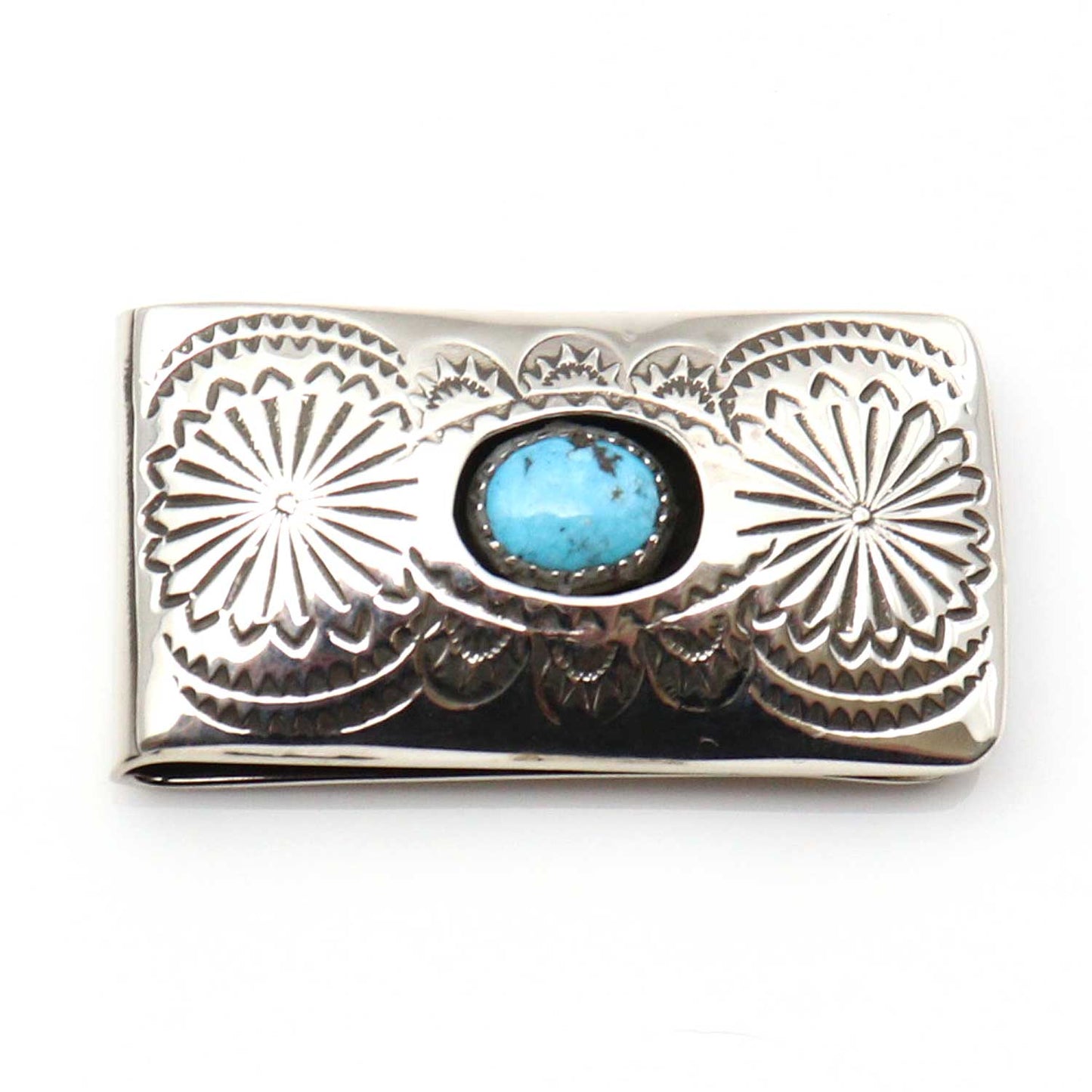 Navajo Hand Stamped Silver Money Clip By Skeets