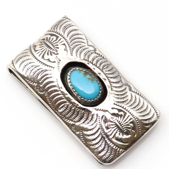 Navajo Hand Stamped Silver Money Clip By Skeets