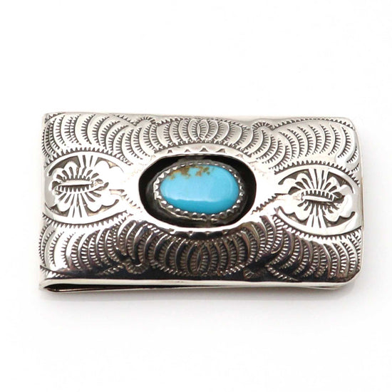 Navajo Hand Stamped Silver Money Clip By Skeets